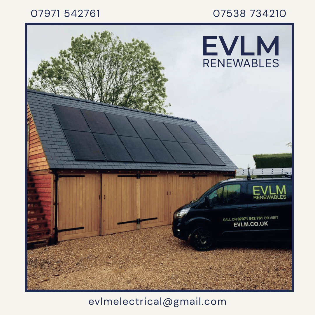 EVLM Renewables installation with branded van and solar panels
