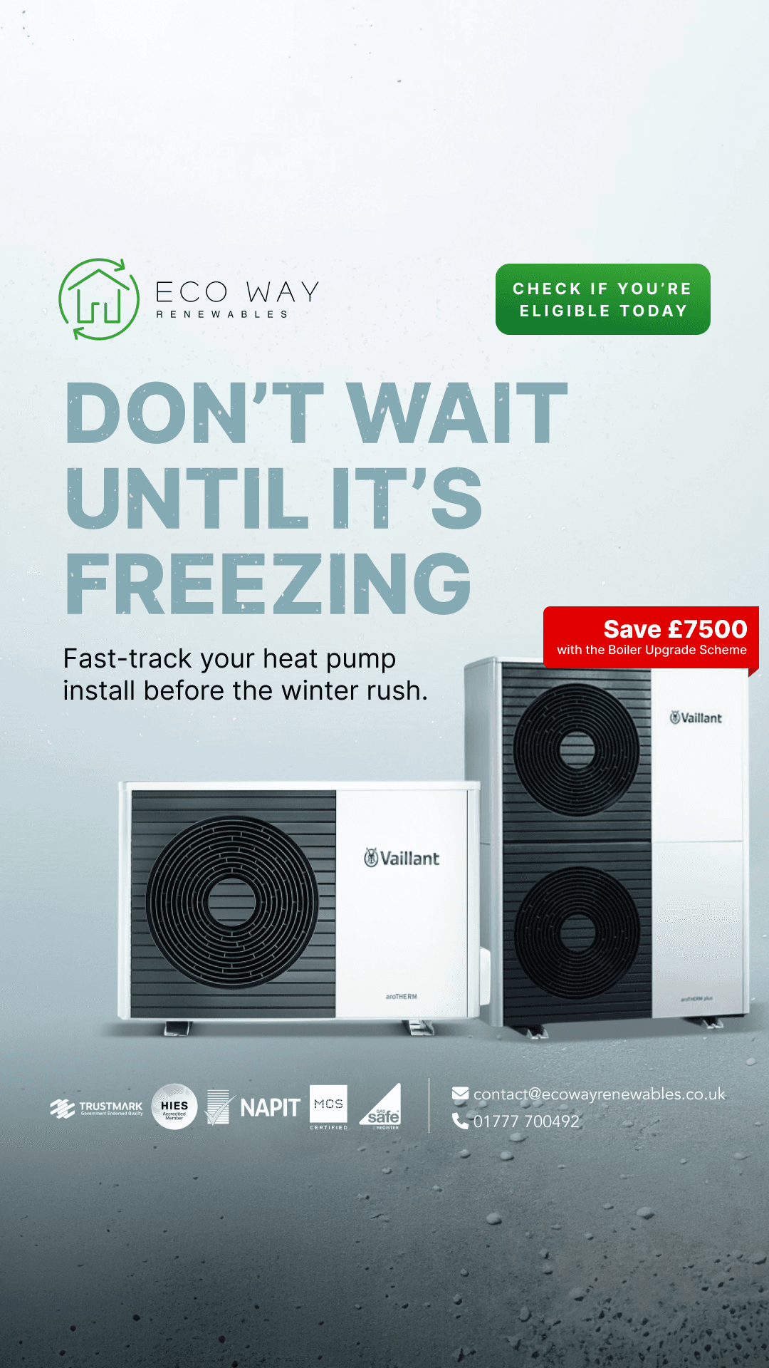 Eco Way Renewables heat pump installation with Vaillant units